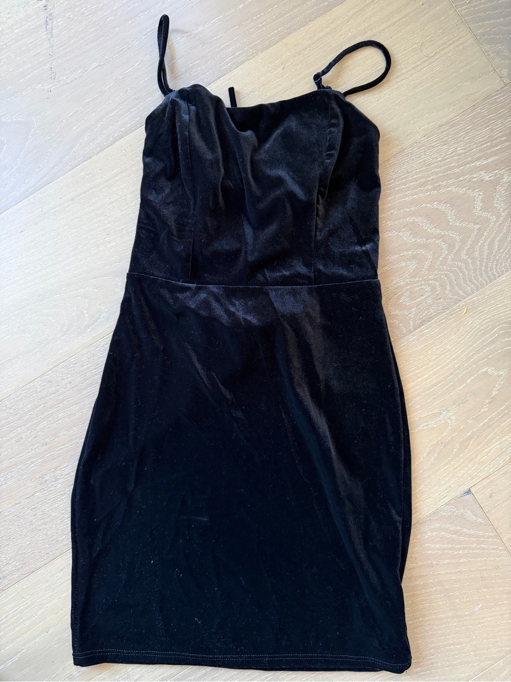 Urban Outfitters Black Velvet Spaghetti-Strap Mini Dress